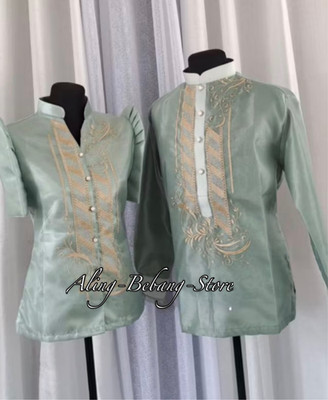 Barong and Filipiniana Blouse Sage Green