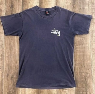 Stussy Skull 8 Ball World Tour Tee Navy M 00s Vintage Back Print