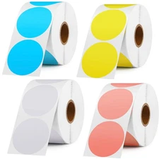 1.5 Inch 2400 Labels Circle Direct Thermal Sticker Labels Self-Adhesive Round...