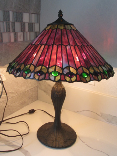 Tiffany Style 3 Light Metal Table Lamp with 16.5" Shade