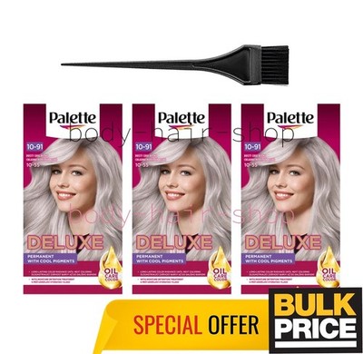 Palette Deluxe 10-91 Dusty Cool Blonde Hair Color Radiant Shine Bulk 3-Pack