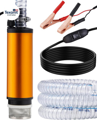 12V 80W Submersible Water Transfer Pump W/Hose, 5.3 GPM High Flow Diesel Water P