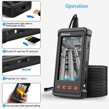 1080P HD Industrial Endoscope Borescope LCD 4.3" 8.5mm Inspection Snake Camera