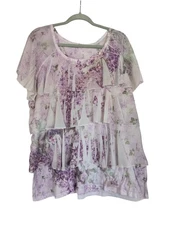 Indigo Soul 2XL Lavender Ruffle Mixed Media Top Layered Romantic Shirt Top 