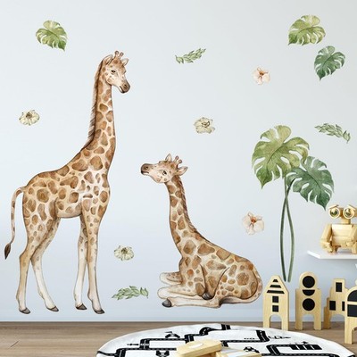 AM AMAONM Removable 3D Nature Jungle Wild Animals Wall Stickers DIY Giraffe 