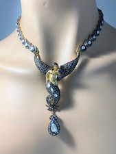 Vintage Mythical Masterpiece Phoenix Isis Goddess 18k YG necklace 20 Ct Diamond