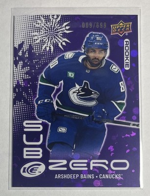 2024-25 Upper Deck Ice Sub Zero Rookies Arshdeep Bains RC Vancouver Canucks /699