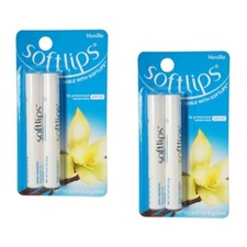 2 Twin-Packs Softlips Lip Protectant Balm, Sunscreen SPF 20, Vanilla
