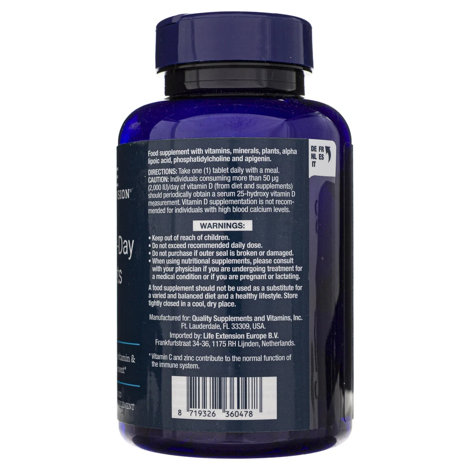 Life Extension One-Per-Day Tablets (Multivitamin), 60 comprimés - Photo 2/4