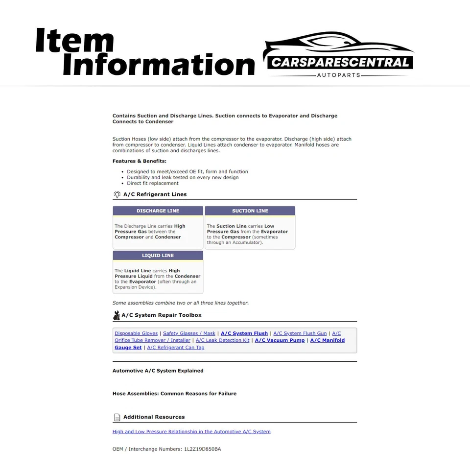 Conjunto de manguera de aire acondicionado para Ford Explorer 2002-2005 Mercury Mountaineer 2002-2005 Foto 3 de 3