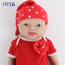 IVITA 15"Blue Eyes Baby Full Silicone Girl Doll Lifelike Reborn Baby Prematur