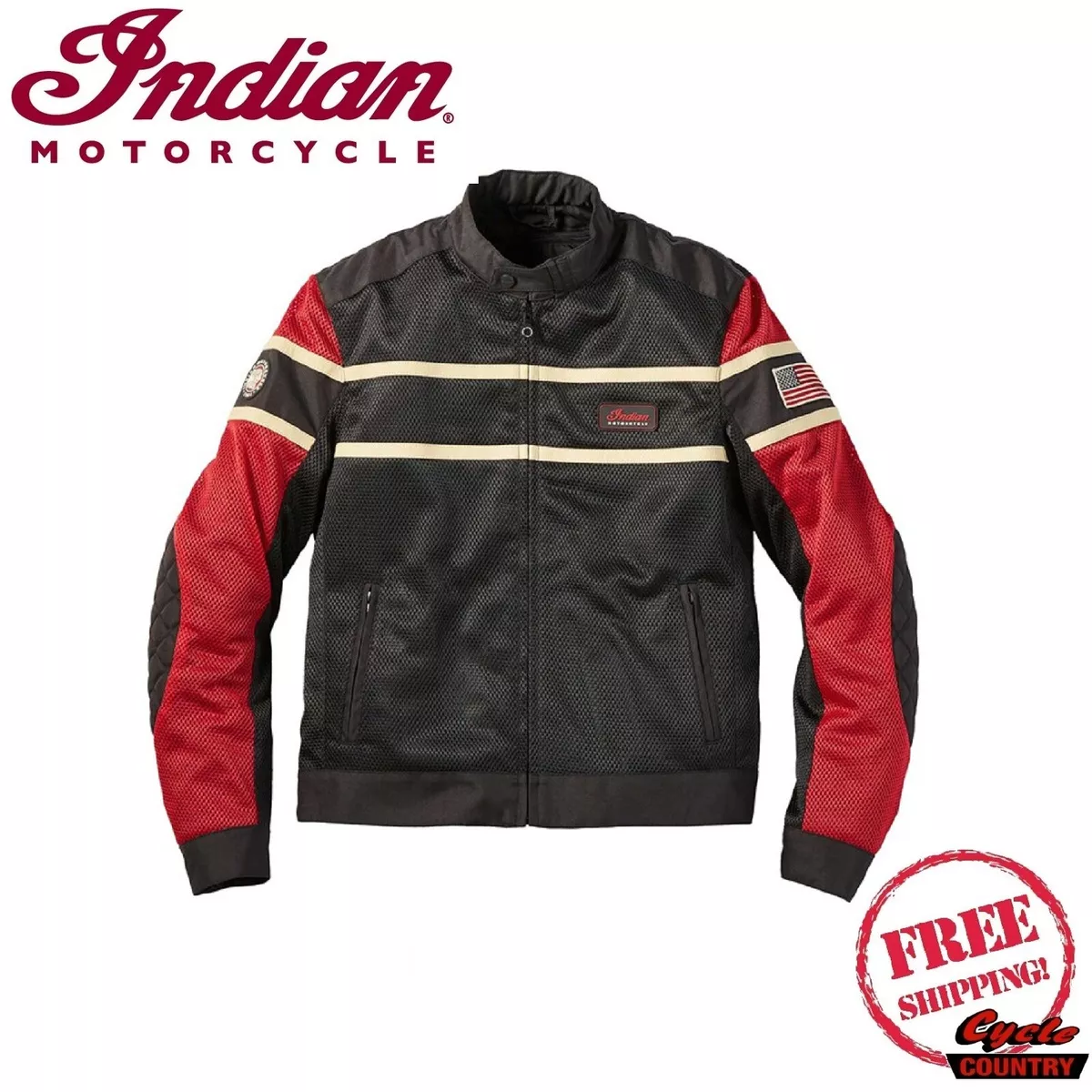 GENUINE INDIAN MOTORCYCLE BRAND MEN S ARLINGTON MESH JACKET BLACK RED