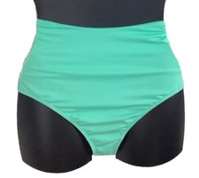 Cacique Swim Suit Bottom Ruched High Leg Brief Lane Bryant Aqua Sz 18