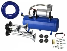 4 Trumpet Air Horn 120PSI Air Compressor 9ft Hose 12V 150dB Train Kit Truck Boat