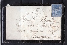 📩 (26.02) France 1880, Sage YT 90 sur Enveloppe Faire-Part décès avec CAD Gy