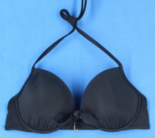 Shade  Shore Black Underwire Lined Halter Bikini Top Size 36C D4694