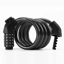 Bike Cable Anti-Theft Lock 1200mm 5 Digit Resettable Code Secure Lock Black