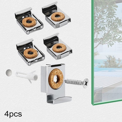 Mirror Clips Hanging Mounting Brackets Holder Adjustable With Screw Frameless - Picture 6 of 7