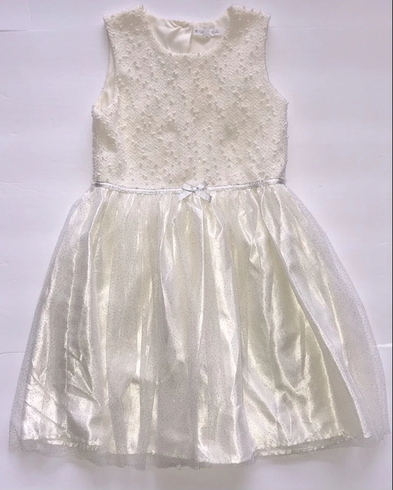 NANNETTE Kids 2-Piece Set Holiday Special Occasion Bow Dress/Coat Size 12 Cream - Image 3 of 4