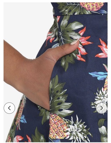ORCHID BLOOM by Hot Topic Navy Tropical Floral Retro Dress size large - Picture 5 of 13