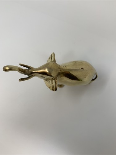 FIGURA ELEFANTE VINTAGE TRONCO RIALZATO ZANNE OTTONE LUCIDO BELLO!! - Foto 3 di 12
