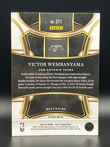 2023-24🔥 RC SELECT VICTOR WEMBANYAMA MEZZANINE ROOKIE ORANGE FLASH PRIZM #311 - Bild 2 von 6