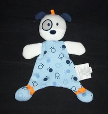 10" First Impressions Blue White Puppy Dog Baby Blanket Paw Print Security Lovey
