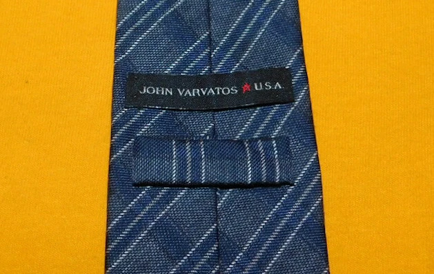 MEN'S JOHN VARVATOS MADE IN U.S.A. BLUE/GREY CROSS STRIPED SLIM TIE - TIES - Image 3 of 4