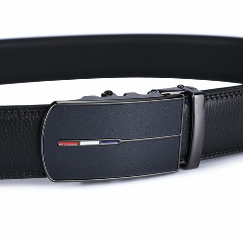 Luxury Men's Real Leather Belt Automatic Buckle Ratchet Waist Strap Jeans Dress - Picture 15 of 23