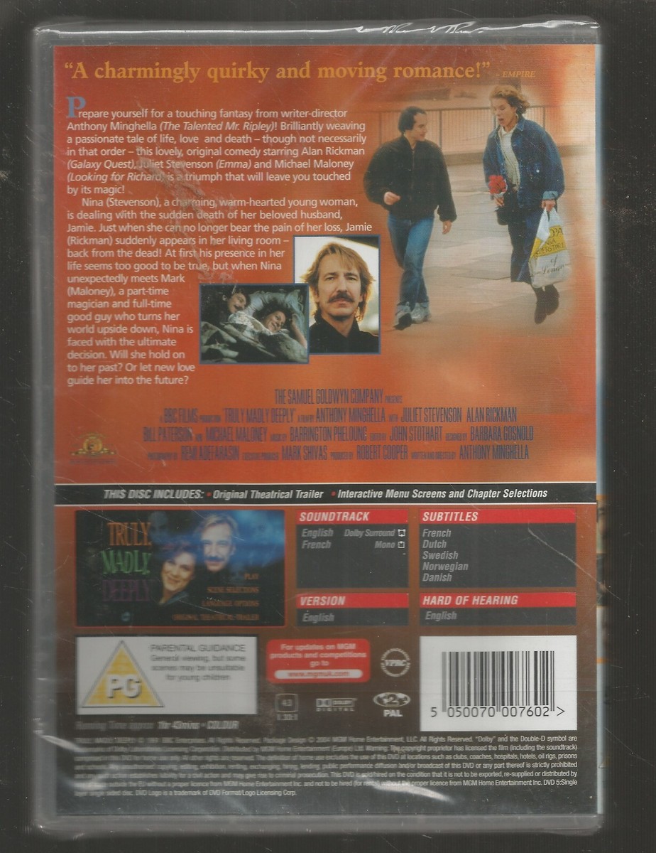 TRULY MADLY DEEPLY - sealed/new UK REGION 2 DVD - Juliet Stevenson