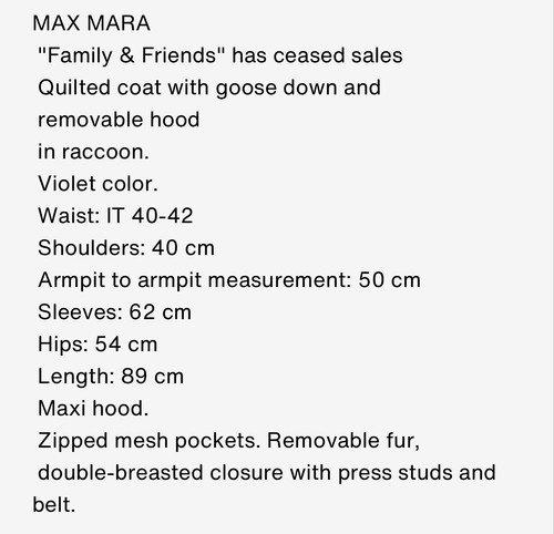 MAX MARA Violet Purple Down Puffer Coat Jacket Parka 42 6 8 M Medium - 第 7/7 張圖片