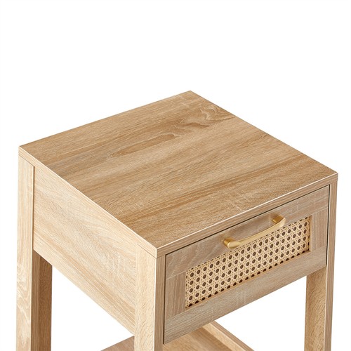 15.75" Rattan End Table Nightstand Side table with Drawer for living Room - Picture 10 of 45
