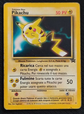 Pikachu Promo Black Star Promo 4 Pokemon Italienisch OLD WOTC Wizard Of The Coast