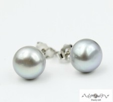 Women / Girl 925 Sterling Silver 8mm Cultured Freshwater Pearl Post Earring Stud