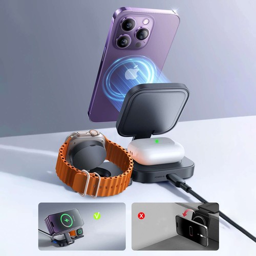 Station de charge MagSafe & Qi 15W pour iPhone, Apple Watch & AirPods - Noir - Zdjęcie 7 z 11