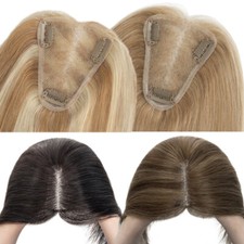 Damen 100% Remy Echthaar Topper Toupee Clip In Hair Toupet Haarteile Handgemacht