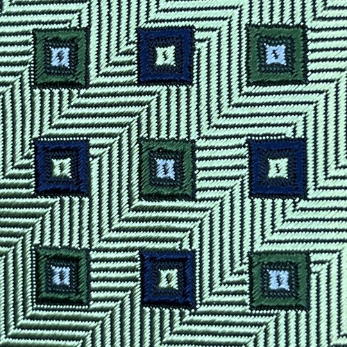 £125 GIEVES & HAWKES SAVILE ROW GREEN & NAVY CHEVRON WEAVE SILK TIE MADE UK Y3 - 第 1/11 張圖片
