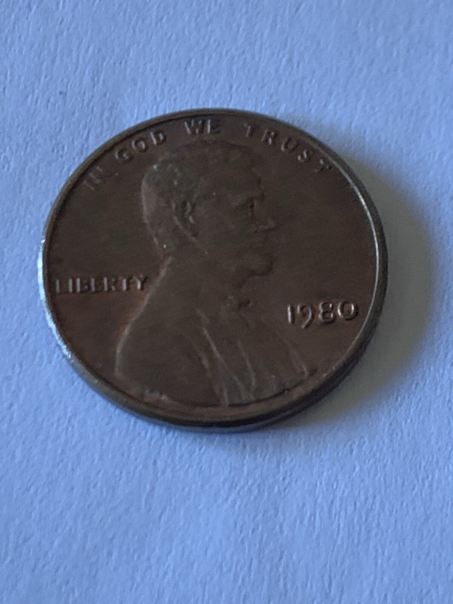 1980 Lincoln Memorial Penny, No Mint Mark, Copper 3.1 Grams Rare 1