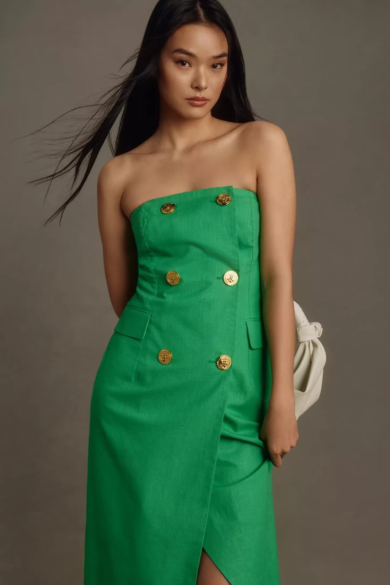 New Anthropologie Mare Mare Strapless Trench Midi Dress