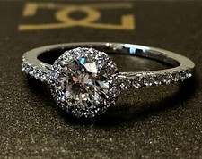 14k White Gold Halo Engagement Ring   .57ct Center Diamond - Appraised 3,975