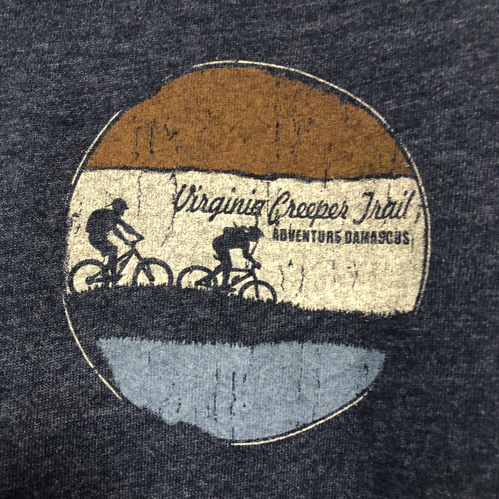 Virginia Creeper Trail Short Sleeve Shirt Blue Hiking Trails Sz Large