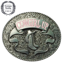 COWGIRL UP Belt Buckle Metal Zinc Alloy Vintage Boots Fashion Western Premium