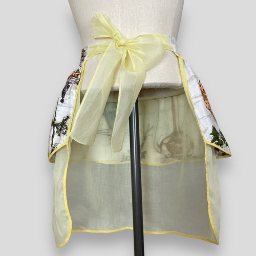Vintage Apron MCM Pottery Pitchers Retro Half Tie Waist Brown White Hostess 50s - Picture 9 of 11