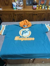 Vintage Miami Dolphins Hooded Short Sleeve T-Shirt Sz XL USA Made