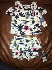 Genuine Kids OshKosh Girls Short Set Cold Shoulder Tropical 12M NWT