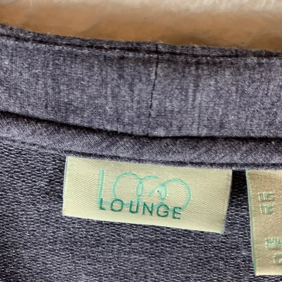 Jaqueta Logo Lounge Lori Goldstein com zíper 3X cinza roxo renda bolsos traseiros aconchegante macio - Imagem 3 de 4
