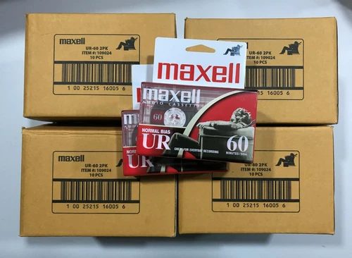 Maxell UR60 Blank Audio Recording Cassette Tapes 60 min (100 PACK) NEW SEALED
