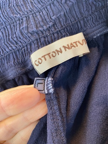 Cotton Natural Bali Blue Pants Size L Large Natural Organic Pima Cotton NWT - Picture 8 of 8