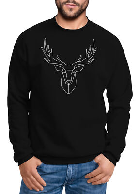 Mens Sweatshirt Jumper Deer Polygon Antlers Geometric Shapes Neverless 