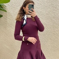 ZARA WOMAN NWT PLEATED SHORT KNIT DRESS BURGUNDY 2142/269 ALL SIZES 14